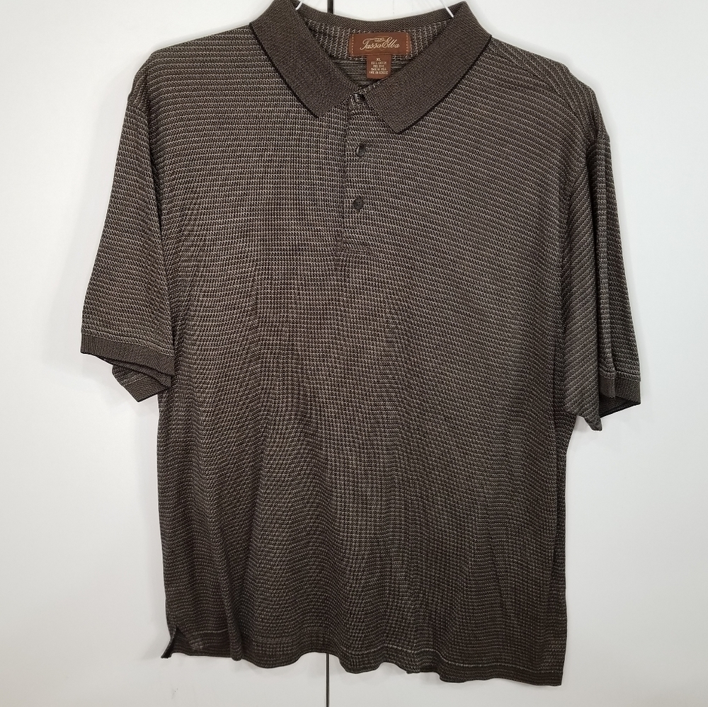 Tasso Elba Spa Stripe Short Sleeve Polo Shirt XL